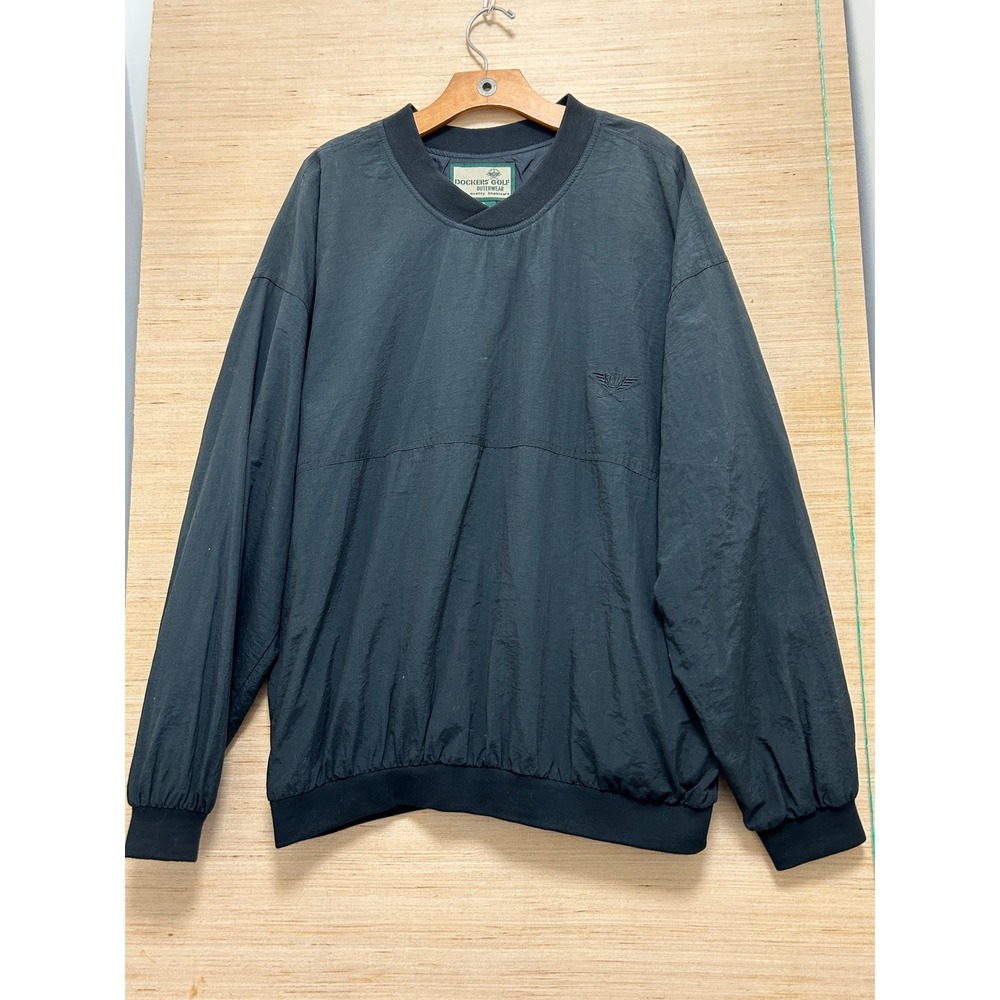 Dockers Golf Outerwear Pullover Windbreaker Black‎ Large L Lightweight